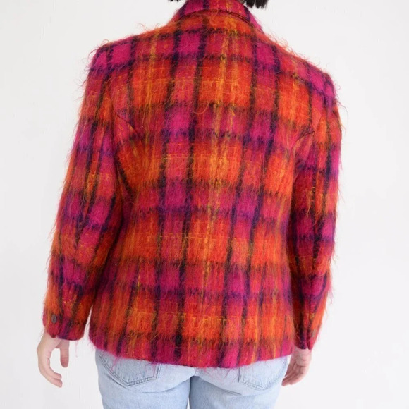 Vintage Jones New York Petites Pink/ Orange 50% Wool 45% Mohair Button Up Jacket - Picture 3 of 13